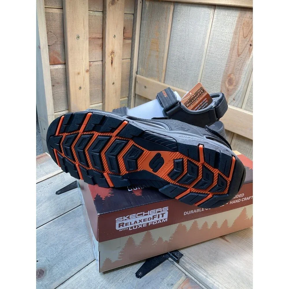 Us11 NEW SKECHERS Mens Tresman Garo Sandal Black Steady Grip Relaxed Fit